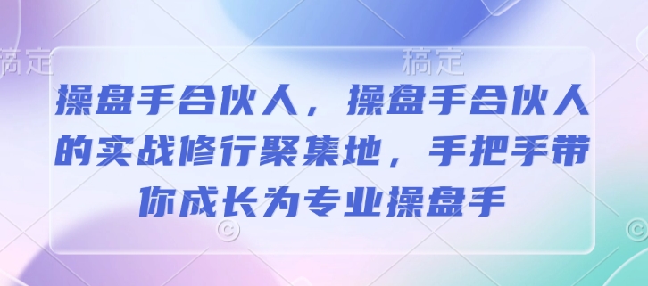 操盘手合伙人,操盘手合伙人的实战修行聚集地,手把手带你成长为专业操盘手-赢家共创-资源网-最新项目分享网