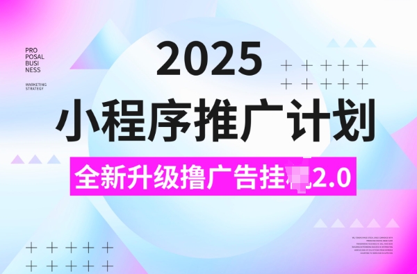 2025小程序推广计划，撸广告挂JI3.0玩法，日均5张【揭秘】-赢家共创-资源网-最新项目分享网