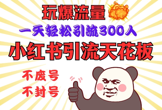 小红书引流天花板，玩爆流量，一天轻松引流300人，安全操作-赢家共创-资源网-最新项目分享网