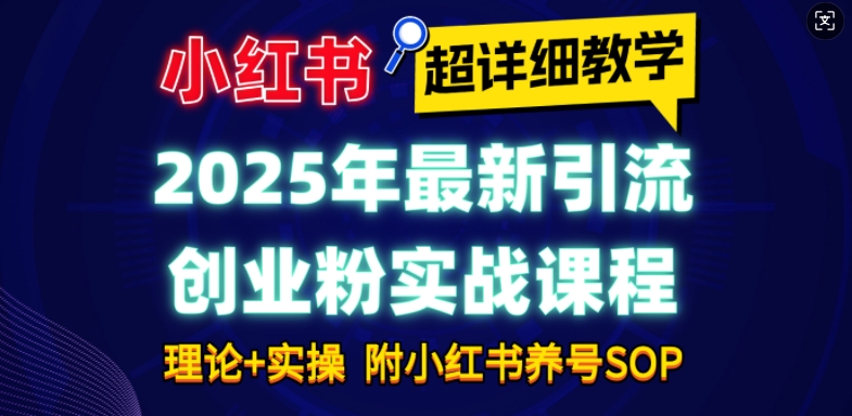 2025年最新小红书引流创业粉实战课程【超详细教学】小白轻松上手，月入1W+，附小红书养号SOP-赢家共创-资源网-最新项目分享网