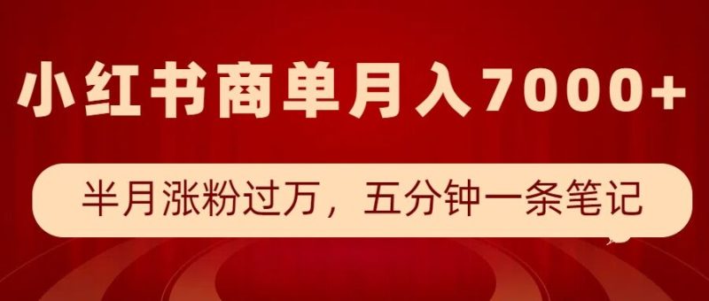 小红书商单最新玩法，半个月涨粉过万，五分钟一条笔记，月入7000+-赢家共创-资源网-最新项目分享网