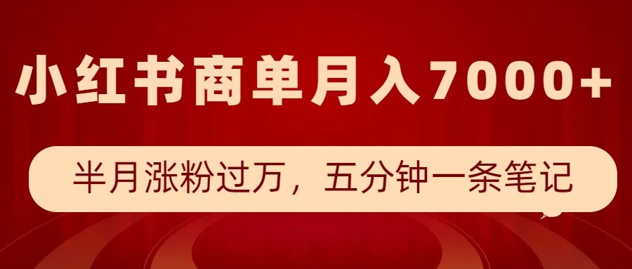 小红书商单最新玩法，半个月涨粉过万，五分钟一条笔记，月入7000+-赢家共创-资源网-最新项目分享网