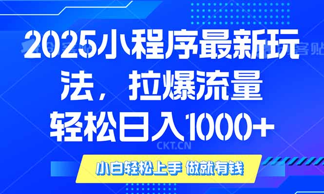2025年小程序最新玩法，流量直接拉爆，单日稳定变现1000+-赢家共创-资源网-最新项目分享网