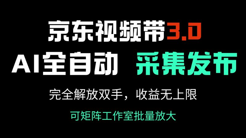 京东视频带货3.0，Ai全自动采集＋自动发布，完全解放双手，收入无上限...-赢家共创-资源网-最新项目分享网