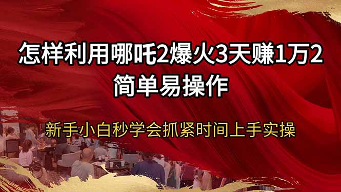 怎样利用哪吒2爆火3天赚1万2简单易操作新手小白秒学会抓紧时间上手实操-赢家共创-资源网-最新项目分享网