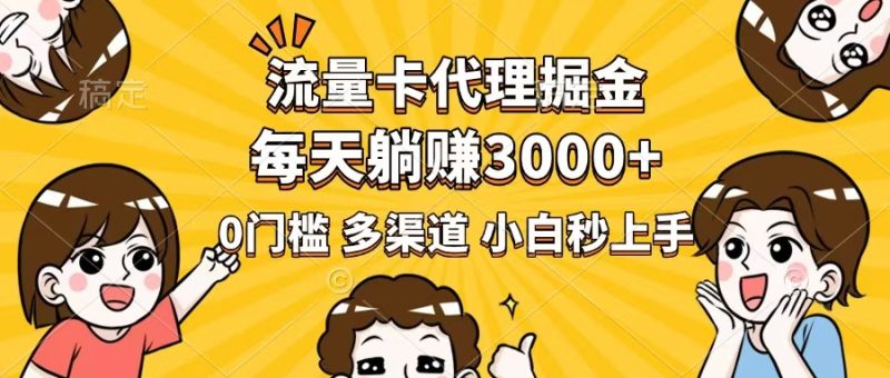 流量卡代理掘金，0门槛，每天躺赚3000+，多种推广渠道，新手小白轻松上手-赢家共创-资源网-最新项目分享网