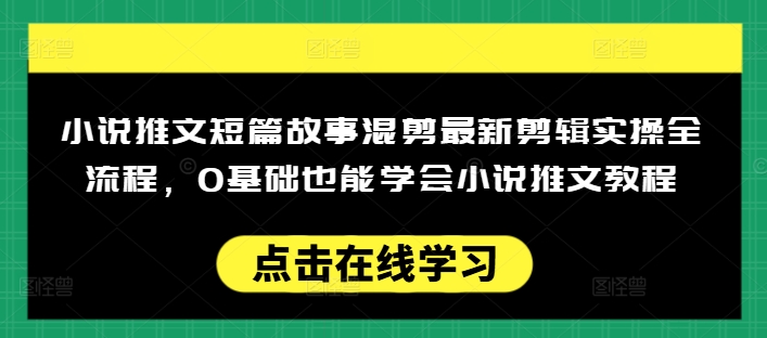 小说推文短篇故事混剪最新剪辑实操全流程，0基础也能学会小说推文教程，肯干多发日入多张-赢家共创-资源网-最新项目分享网
