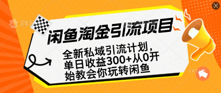 闲鱼淘金私域引流计划，从0开始玩转闲鱼，副业也可以挣到全职的工资-赢家共创-资源网-最新项目分享网