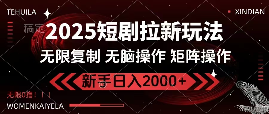 2025短剧拉新玩法，无需注册登录，无限0撸，无脑批量操作日入2000+-赢家共创-资源网-最新项目分享网
