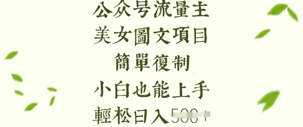 流量主长期收益项目，美女图片简单复制，小白也能上手，轻松日入5张-赢家共创-资源网-最新项目分享网