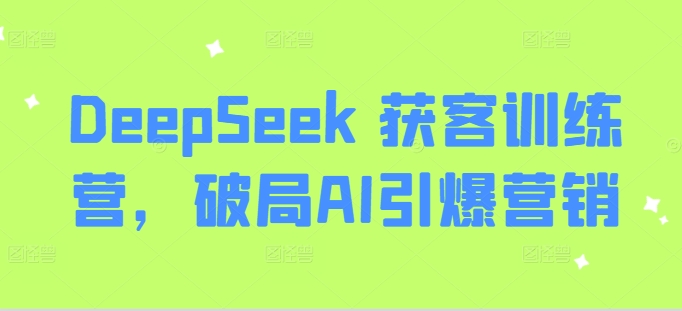 DeepSeek 获客训练营，破局AI引爆营销-赢家共创-资源网-最新项目分享网