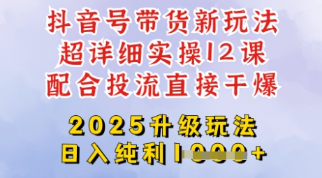 2025全新升级抖音带货玩法，一天纯利四位数，从剪辑到选品再到发布投流，超详细玩法揭秘-赢家共创-资源网-最新项目分享网