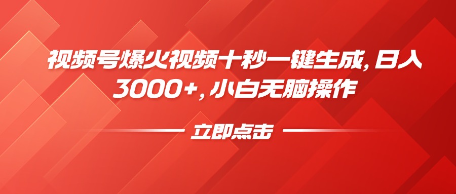 视频号爆火视频十秒一键生成，日入3000+，小白无脑操作-赢家共创-资源网-最新项目分享网