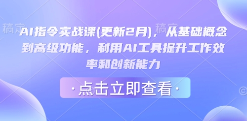 AI指令实战课(更新2月)，从基础概念到高级功能，利用AI工具提升工作效率和创新能力-赢家共创-资源网-最新项目分享网