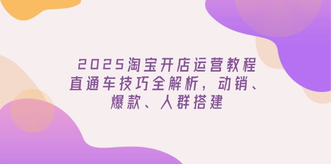 2025淘宝开店运营教程更新，直通车技巧全解析，动销、爆款、人群搭建-赢家共创-资源网-最新项目分享网