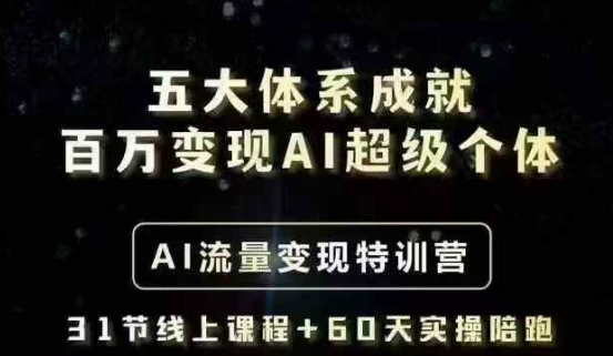 五大体系成就百万变现AI超级个体- AI流量变现特训营,一步一步教你一个人怎么年入百W-赢家共创-资源网-最新项目分享网