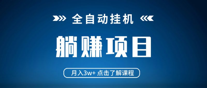 全自动挂机项目 月入3w+ 真正躺平项目 不吃电脑配置 当天见收益-赢家共创-资源网-最新项目分享网
