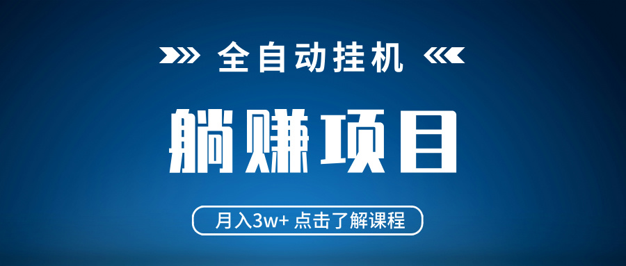 全自动挂机项目 月入3w+ 真正躺平项目 不吃电脑配置 当天见收益-赢家共创-资源网-最新项目分享网