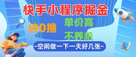 快手小程序掘金，纯0撸，单价高不养机 利用空闲时间做一做，一天好几张【揭秘】-赢家共创-资源网-最新项目分享网