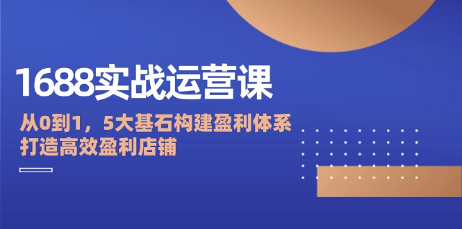 （12482期）1688实战运营课：从0到1，5大基石构建盈利体系，打造高效盈利店铺-赢家共创-资源网-最新项目分享网