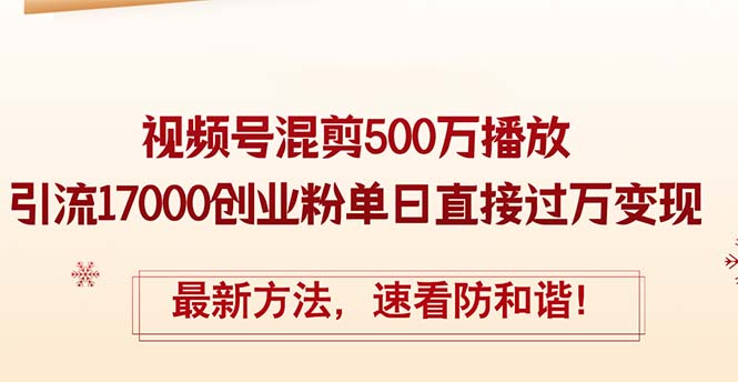 （12391期）精华帖视频号混剪500万播放引流17000创业粉，单日直接过万变现，最新方…-赢家共创-资源网-最新项目分享网